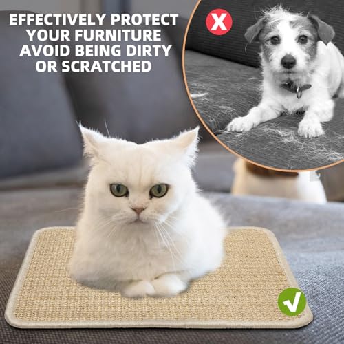 Uotey 2 Pieces Rabbit Scratcher Mat - Durable Sisal Pads For Cats & Bunnies