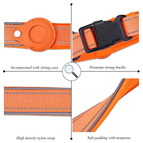 Ppbond Reflective Dog Collar With Airtag Holder - Comfortable & Safe