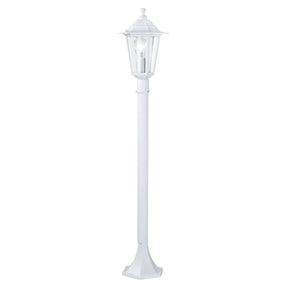 Eglo Laterna 5 Outdoor Lamppost in white cast aluminium with clear glass lantern design