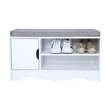 HEUTE Shoe Bench with padded seat cushion and wooden design, ideal for shoe storage.