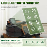 Kitopa Oak Wood Rowing Machine With Bluetooth Monitor & Adjustable Holder