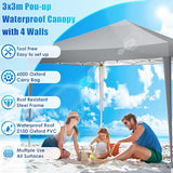 Tooluck Folding Gazebo 3X3M With Sandbags - Waterproof & Adjustable