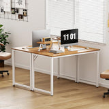 Sdhyl Computer Desk - 40 Inch Modern Desk With Storage Shelves