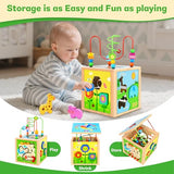 Jojoin Wooden Activity Cube - Montessori Toy For 1-3 Year Olds - Fun Learning Experience