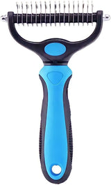 Generic Pet Dematting Comb - Blue Dual Head Stainless Steel