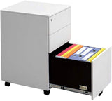 White WOPOOS lockable metal file cabinet with sliding rail drawer
