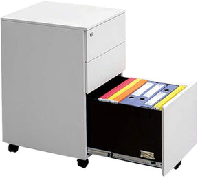 White WOPOOS lockable metal file cabinet with sliding rail drawer