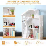 Wuhuhai Dollhouse Bookcase - 3 Tier Kids Bookshelf With Storage