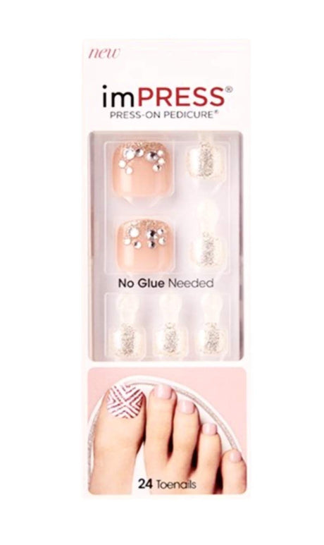 imPRESS Press-On Gel Pedicure Nails BIPT015M Bubbles Design