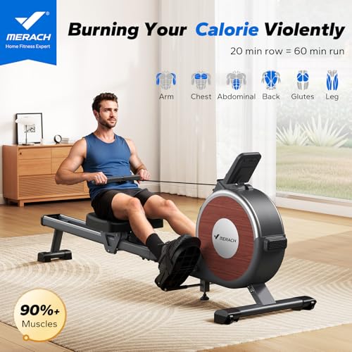 Merach Rowing Machine With App Compatibility & Quiet Resistance