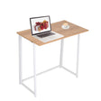 H&H Happy Home Foldable Table Desk in wood and white, featuring a modern design with thick metal legs.
