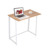 H&H Happy Home Foldable Table Desk in wood and white, featuring a modern design with thick metal legs.