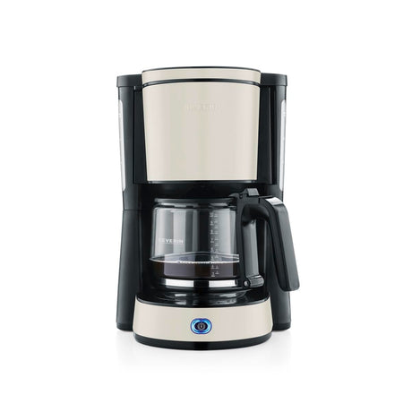 Severin KA 9575 Filter Coffee Maker in beige and black with glass jug and drip stop feature