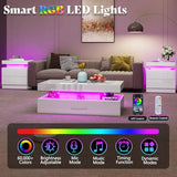 Amerlife High Gloss Led Coffee Table - Modern Design With Remote Control