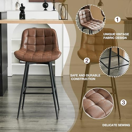 Mjih 26” Bar Stools Set Of 2 - 360° Swivel Comfort