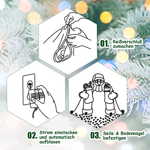 Costway Inflatable Polar Bear With Santa - Perfect Christmas Decoration