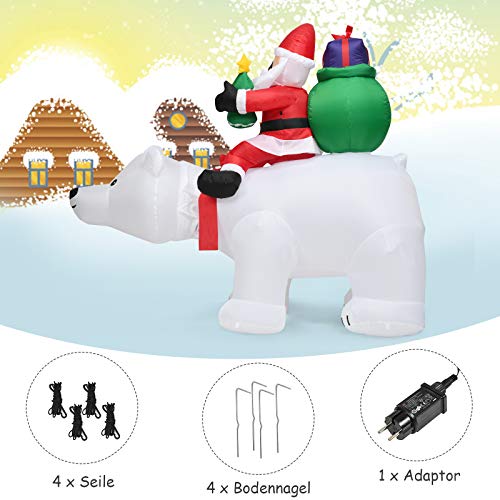 Costway Inflatable Polar Bear With Santa - Perfect Christmas Decoration