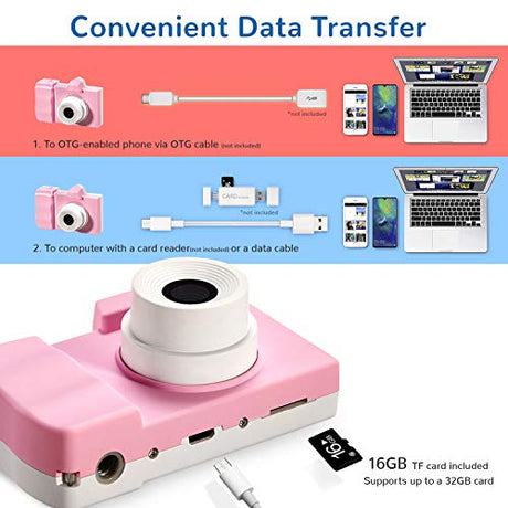 Ohuhu Girls Camera Toy With 16Gb Sd Card - 18Mp Hd Fun