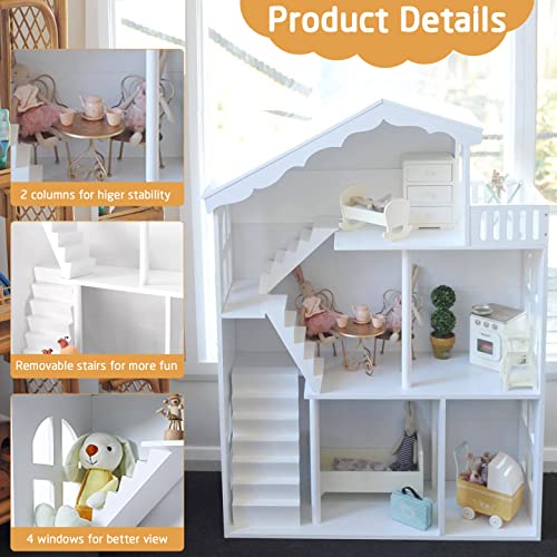 Wuhuhai Dollhouse Bookcase - 3 Tier Kids Bookshelf With Storage