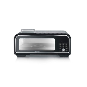 Severin Serico Electric Pizza Oven in black with digital display and pizza stone