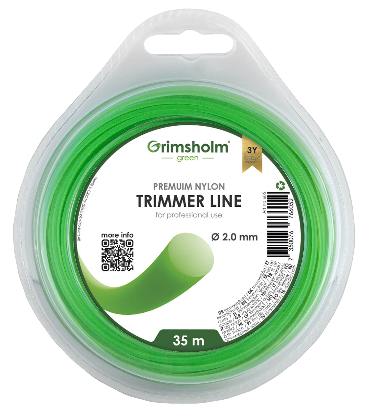 Grimsholm Trimmer Line - Round Green 2.0mm 35m