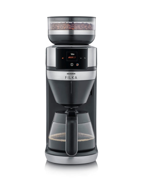 SEVERIN Filka KA 4852 Fully Automatic Coffee Machine in Matte Black and Stainless Steel