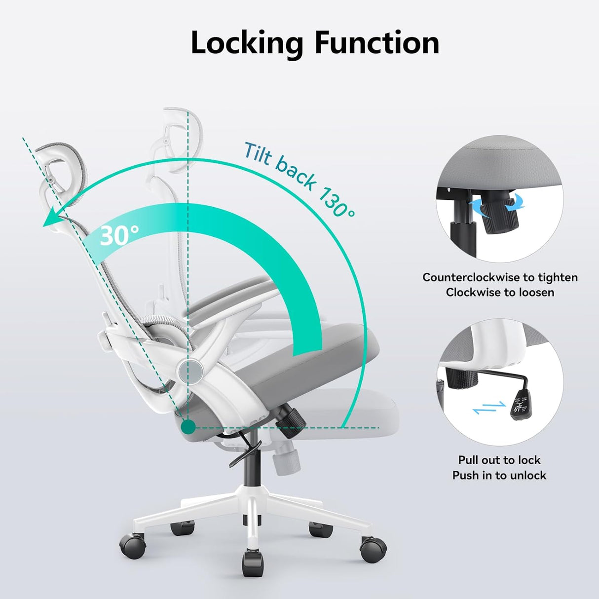 SIHOO M102C Ergonomic Office Chair - White with 3D Armrests and Adjustable Headrest