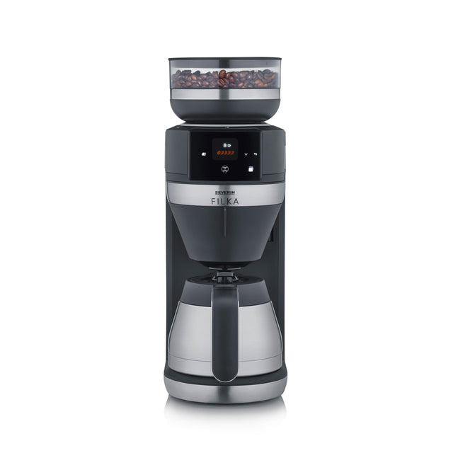 Severin FILKA Fully Automatic Coffee Maker in Matte Black and Stainless Steel
