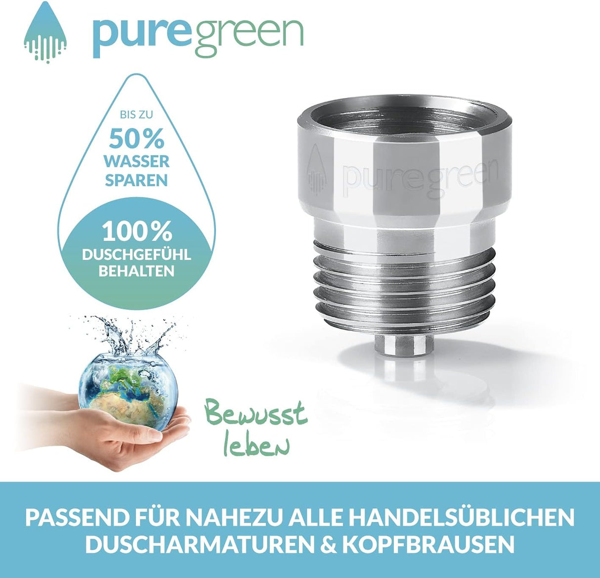 PUREGREEN Water-Saving Aerator 25x25mm Silver
