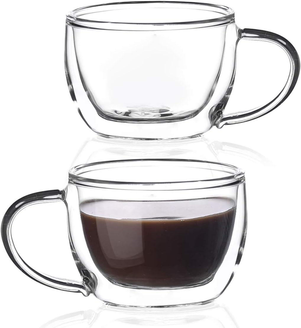 Amisglass Double Walled Espresso Cups - Clear Borosilicate Glass