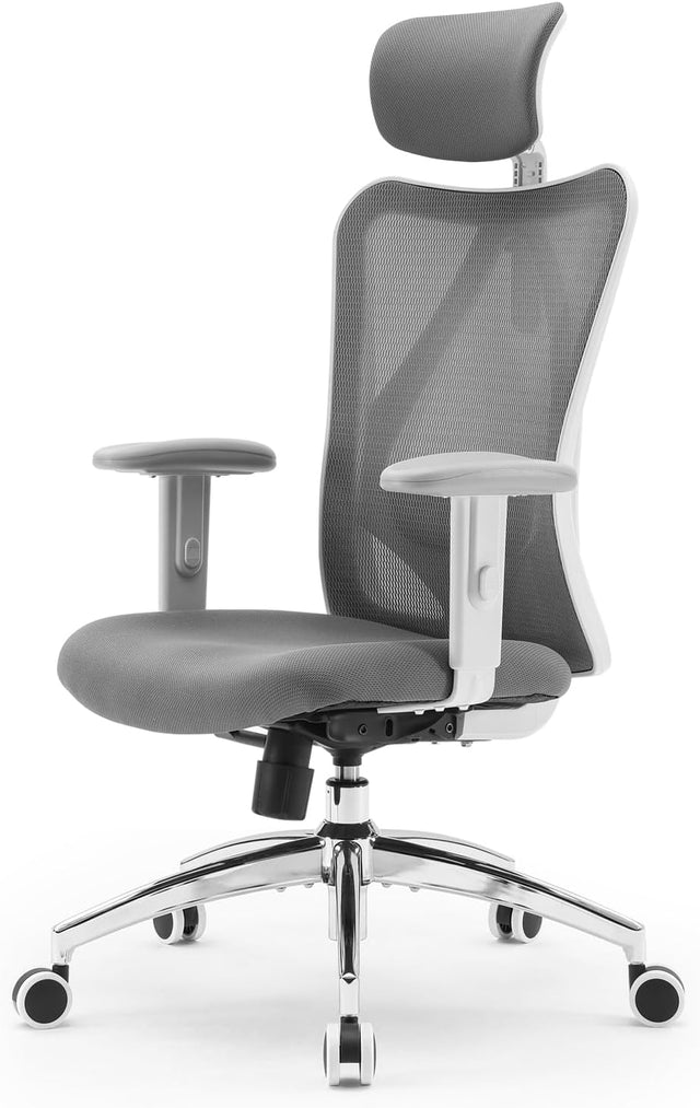 SIHOO M18 Ergonomic Office Chair - Dark Grey with Adjustable Headrest and Lumbar Support