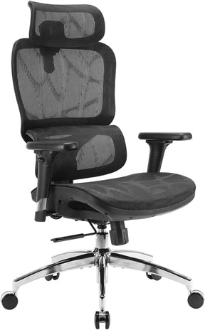 SIHOO M56B Ergonomic Office Chair - Black with Lumbar Support and Adjustable Headrest