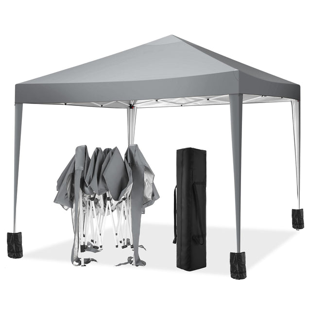 Tooluck 3x3m folding gazebo in grey with sandbags, perfect for outdoor events.