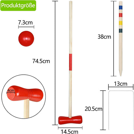 UISEBRT Croquet Set - Wooden Game for 4 Players