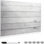 Navaris Magnetic Glass Memo Board - Wood Look Design