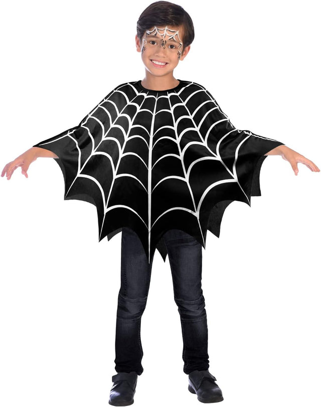 Amscan Kids' Halloween Spider Web Poncho - Spider Web Pattern