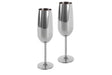 Set of 2 stylish stainless steel champagne glasses with a polished finish