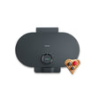 SEVERIN Black Line Duo-Waffle Maker with a sleek matte black finish, designed for heart-shaped waffles.