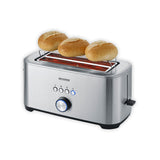 Severin AT 2621 Long Slot Toaster in silver stainless steel, designed for bagels.