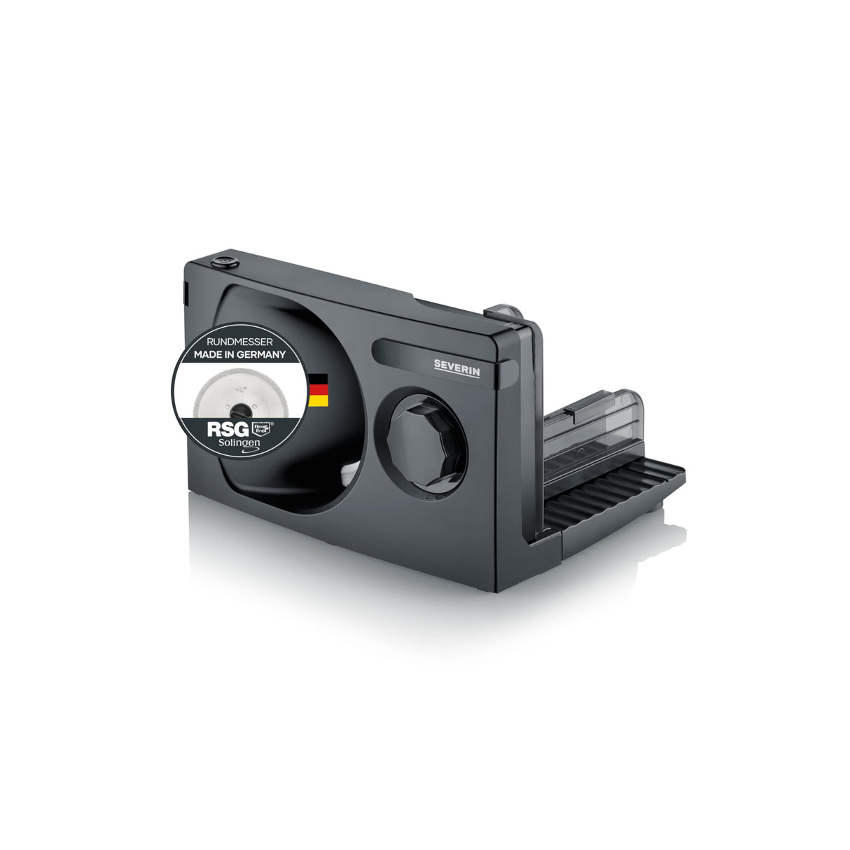 SEVERIN AS 9595 All-Slicer in black with adjustable cutting thickness and removable stainless steel blade