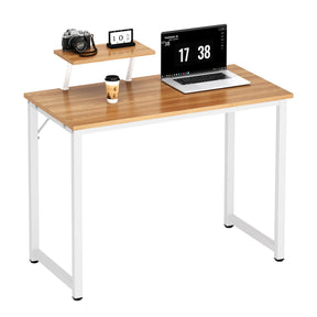 SDHYL 40 Inch Modern Computer Desk with Storage Shelves in Oak finish