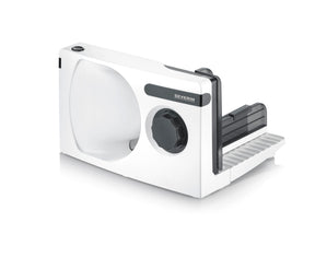 SEVERIN AS 3912 Compact All-Purpose Slicer featuring a sleek black design and adjustable thickness settings.