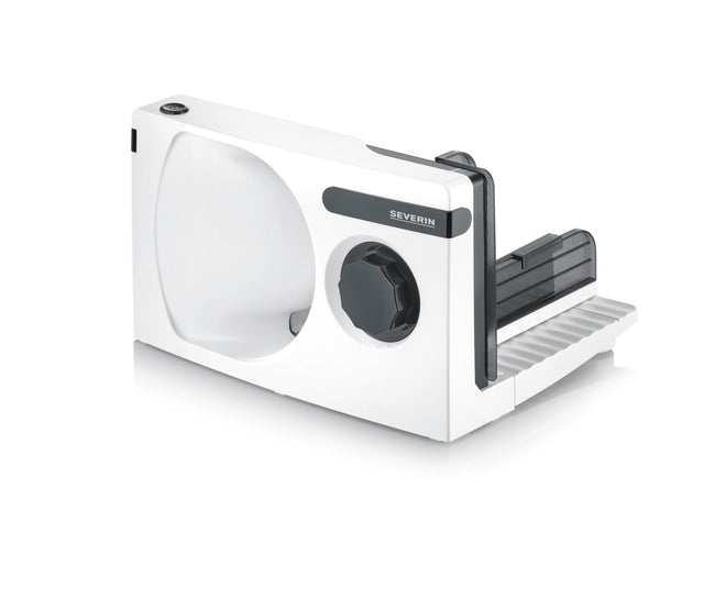SEVERIN AS 3912 Compact All-Purpose Slicer featuring a sleek black design and adjustable thickness settings.