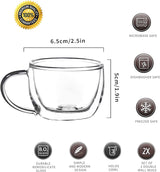 Amisglass Double Walled Espresso Cups - Clear Borosilicate Glass
