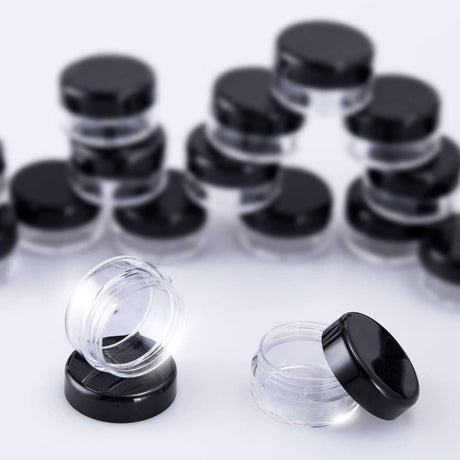 Unbranded 60 Pcs Clear Plastic Travel Cosmetic Jars - Black, 5g/5ml