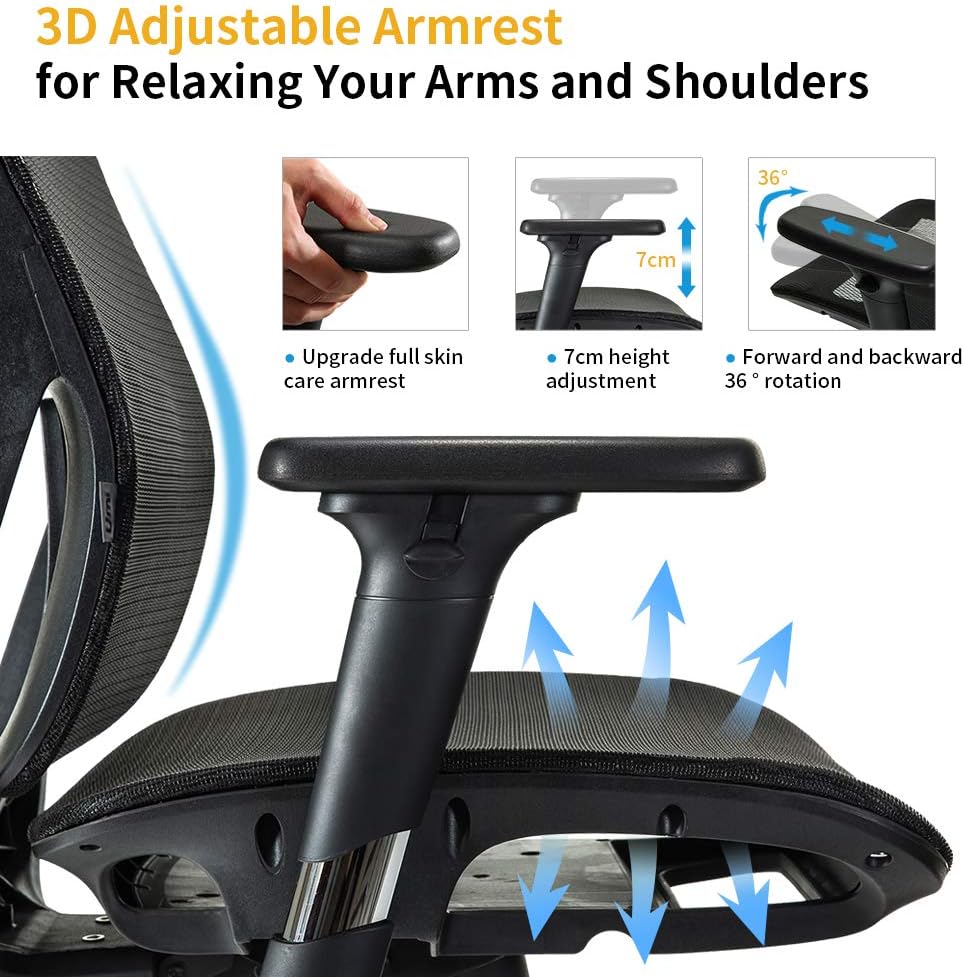 Umi Ergonomic Office Desk Chair - Adjustable Lumbar Support and 3D Arms