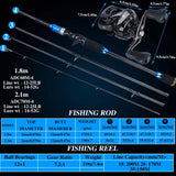 Générique Portable 4-Section Fishing Rod and Baitcasting Reel Set - black, 1.8m/2.1m lengths