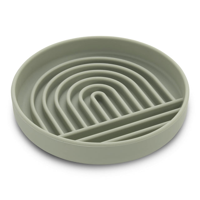NALACAL Silicone Slow Food Dog Bowl in green with suction cups and puzzle design