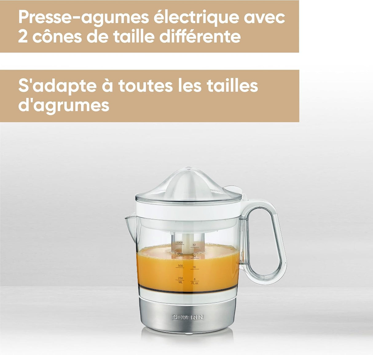 Severin Electric Citrus Juicer - 1L Tank, 40W, White
