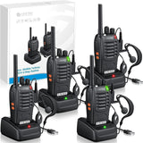 eSynic Professional Walkie Talkies - 4-Pack with 16 Channels and Earpieces